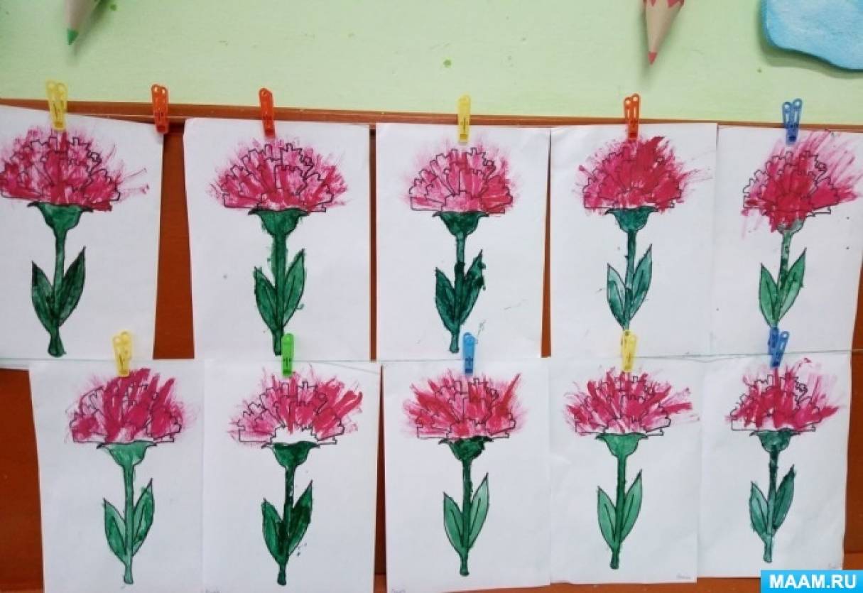 Рисуем цветы в средней группе