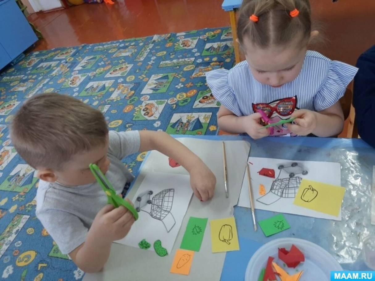 Аппликация в средней группе полезные овощи