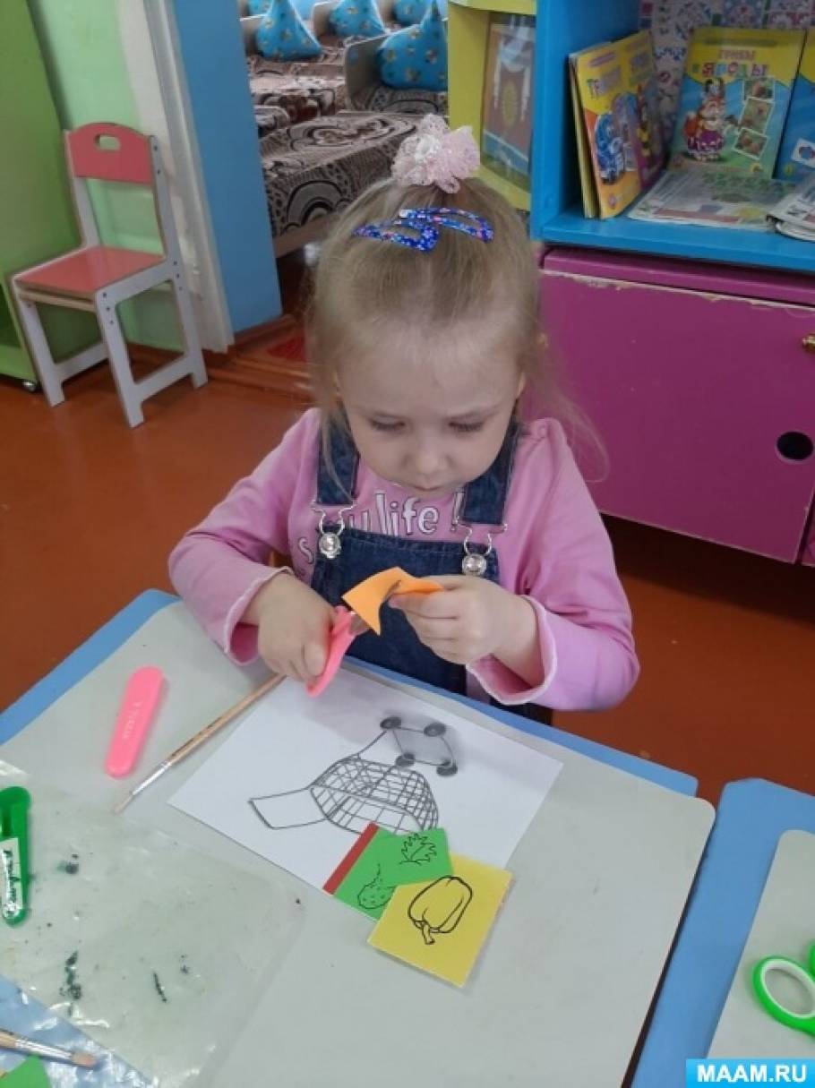 Аппликация в средней группе полезные овощи