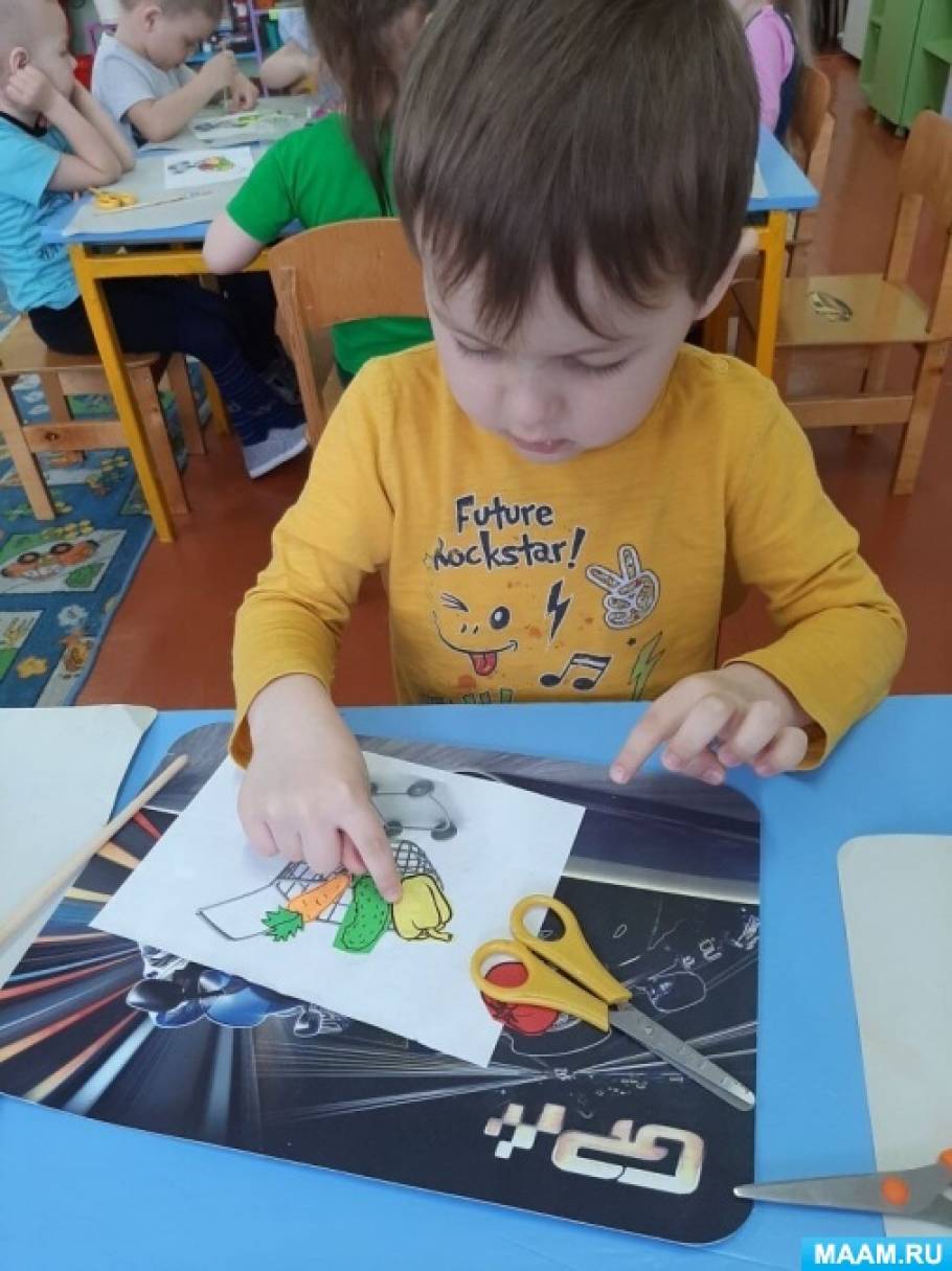 Аппликация в средней группе полезные овощи