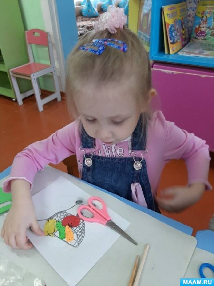 Аппликация в средней группе полезные овощи