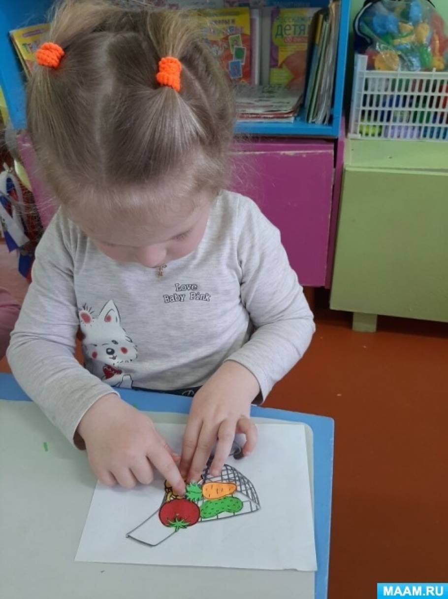 Аппликация в средней группе полезные овощи