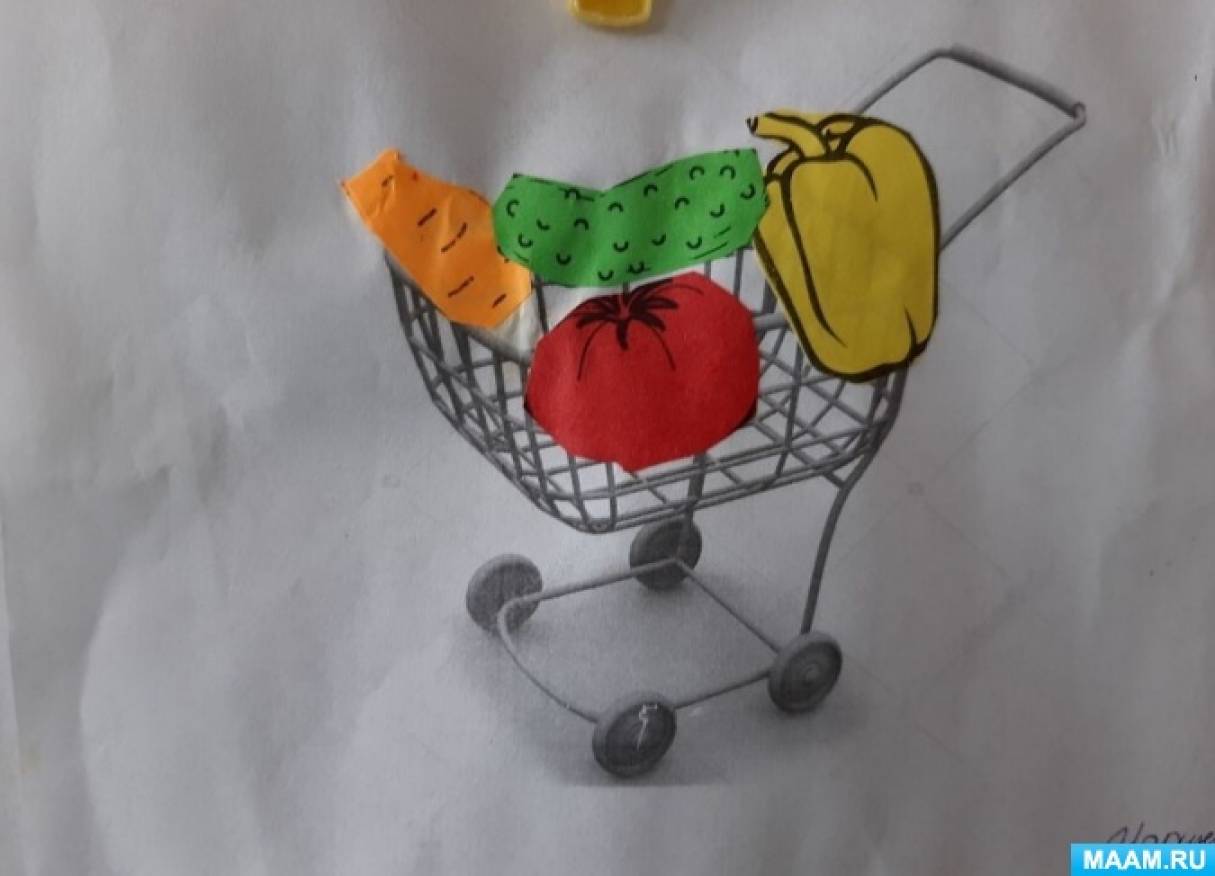 Аппликация в средней группе полезные овощи