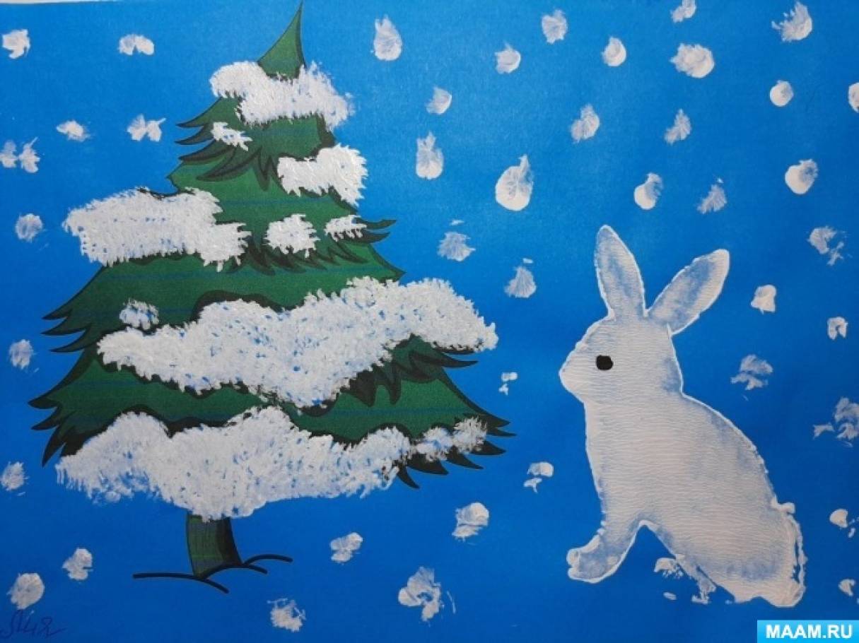 Рисование зайчика младшая группа. Нетрадиционное рисование зайчик. Зайчик нетрадиционная техника рисования. Необычной технике изображение зайца зимой. Рисуем зайца нетрадиционным способом.