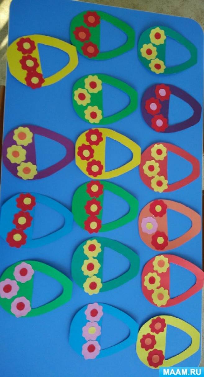 Аппликация «Корзинка с цветами для мамы» с детьми 2–3 лет