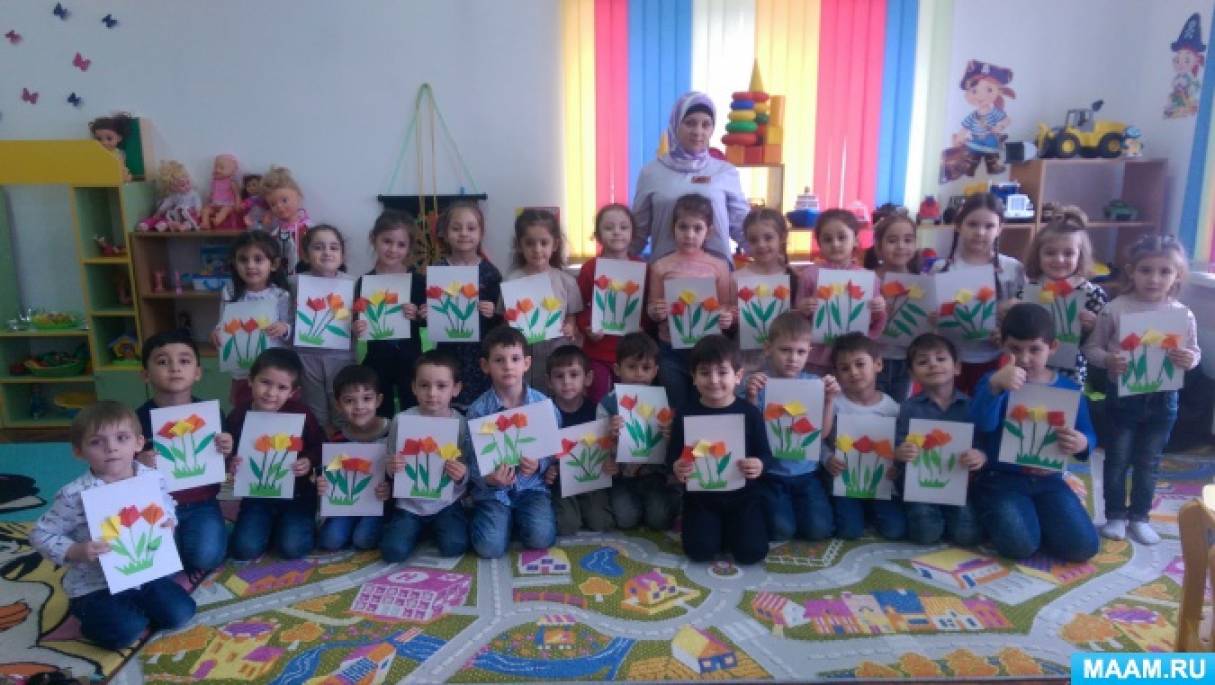 Конспект НОД по аппликации в средней группе «Тюльпаны — весенние цветы» Фото Конспект НОД по аппликации в средней группе «Тюльпаны — весенние цветы»