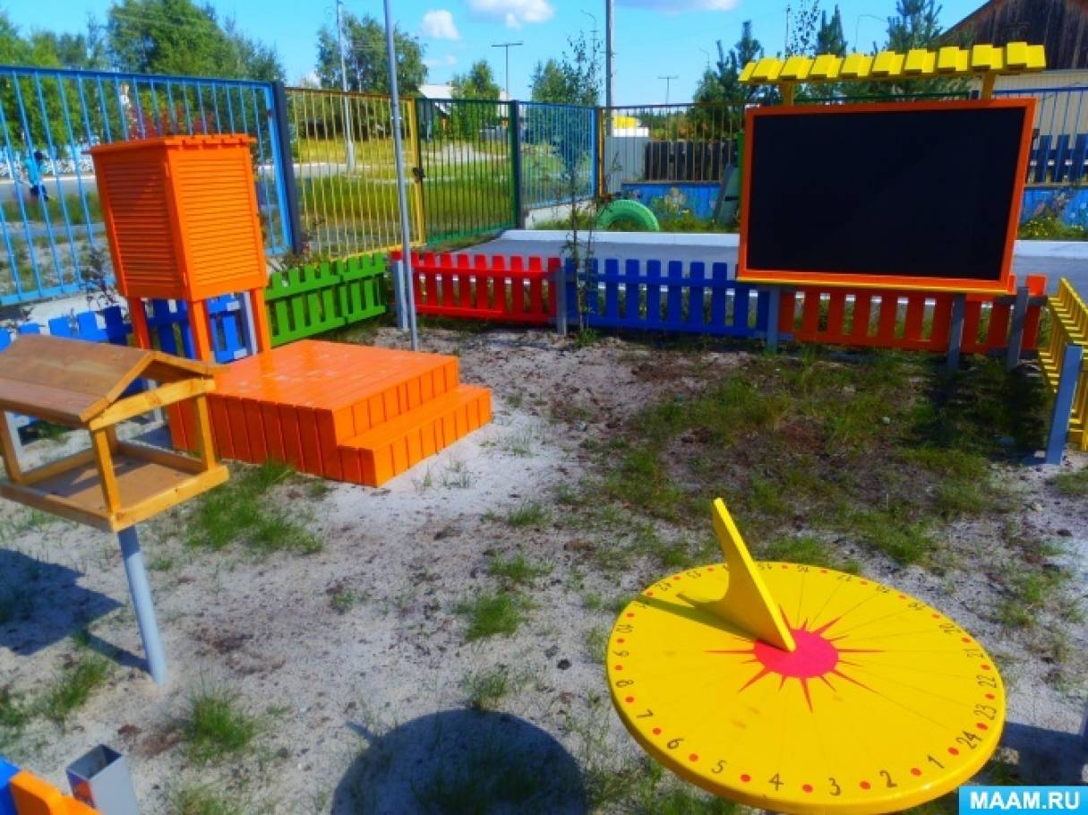 Солнечные часы на участке детского сада. Наблюдения во время прогулки