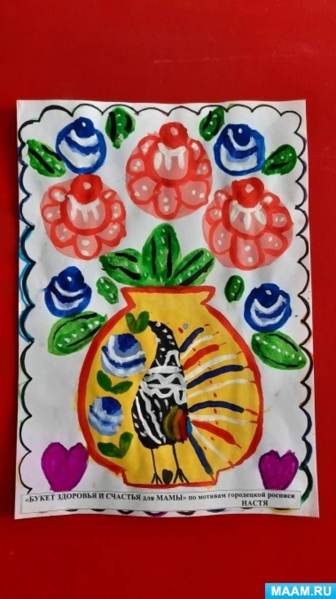 Детский мастер-класс по декоративному рисованию «Купавки для мамы» по мотивам городецкой росписи
