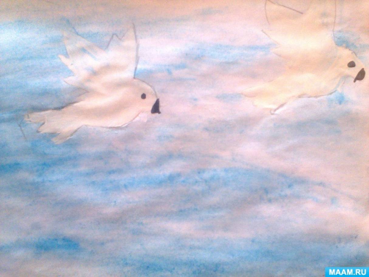 Песня мы рисуем голубей. Рисование голубя в старшей группе. Конспект голубь в небе в подготовительной группе.