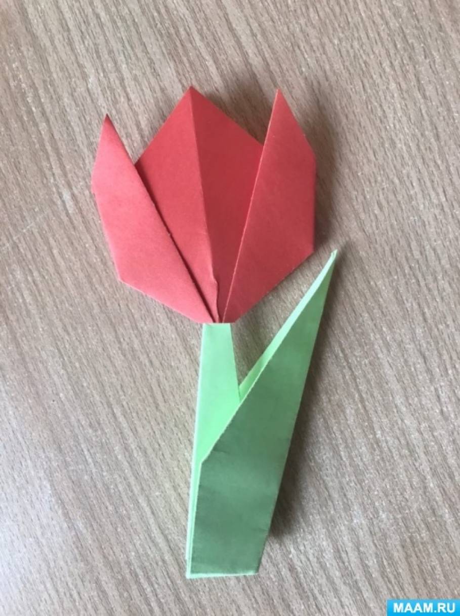 Мастер-класс «Тюльпан». Изготовление поделки в технике «оригами» для детейстаршего дошкольного возраста (17 фото). Воспитателям детских садов,школьным учителям и педагогам - Маам.ру