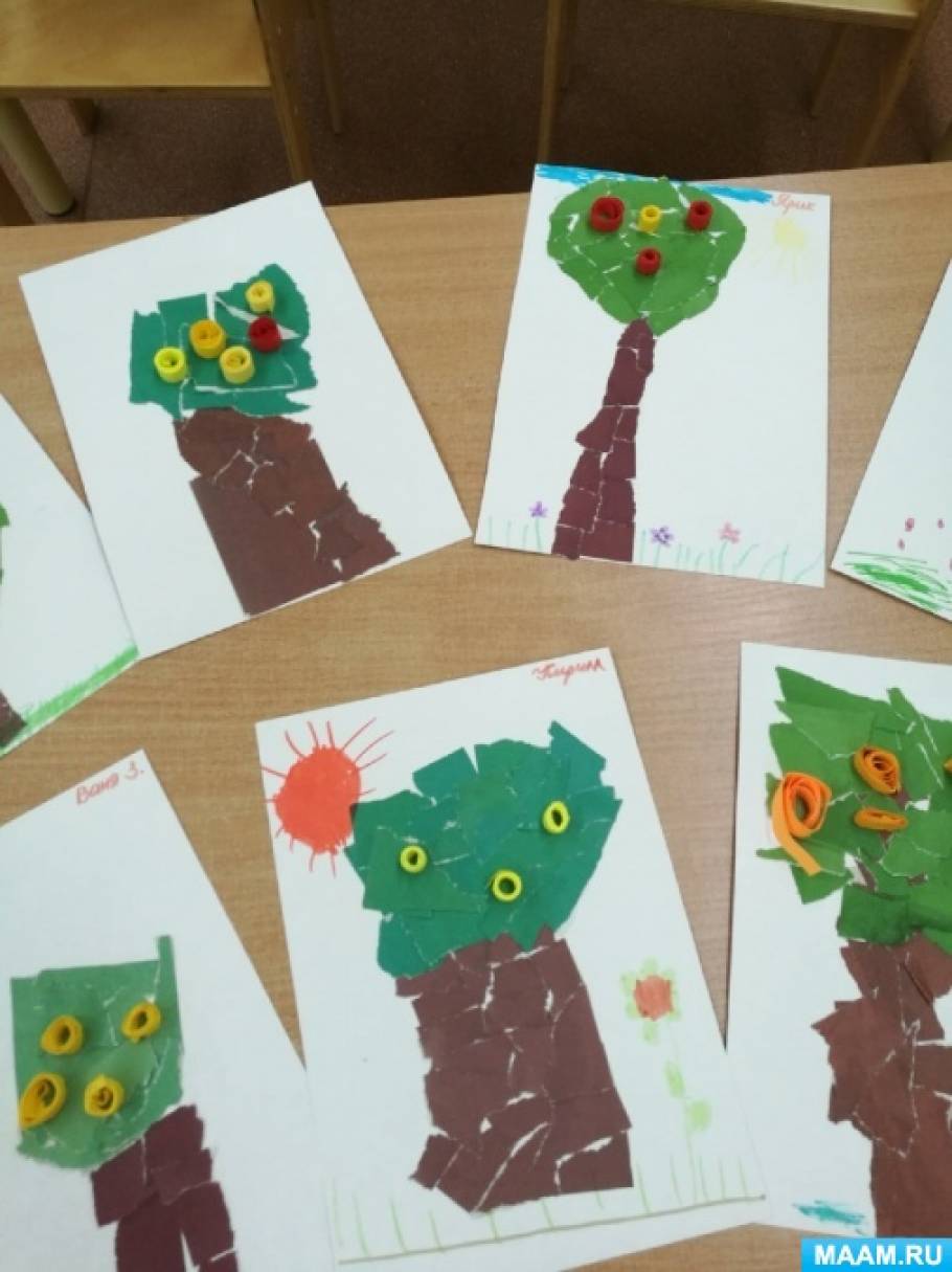 Занятие по изобразительной деятельности в старшей группе детского сада с использованием техники квиллинг «Яблоня»