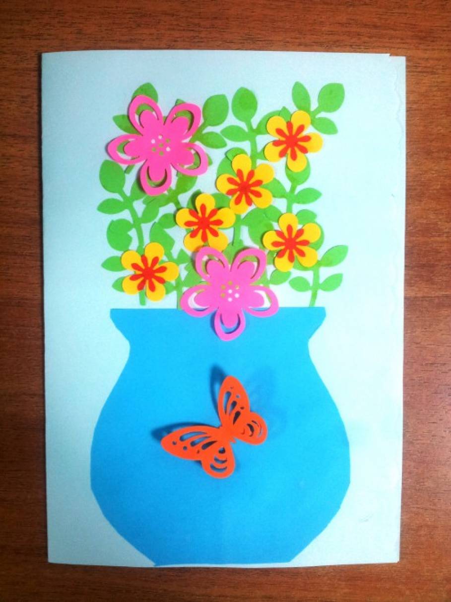 3Д открытка своими руками цветы на 8 марта