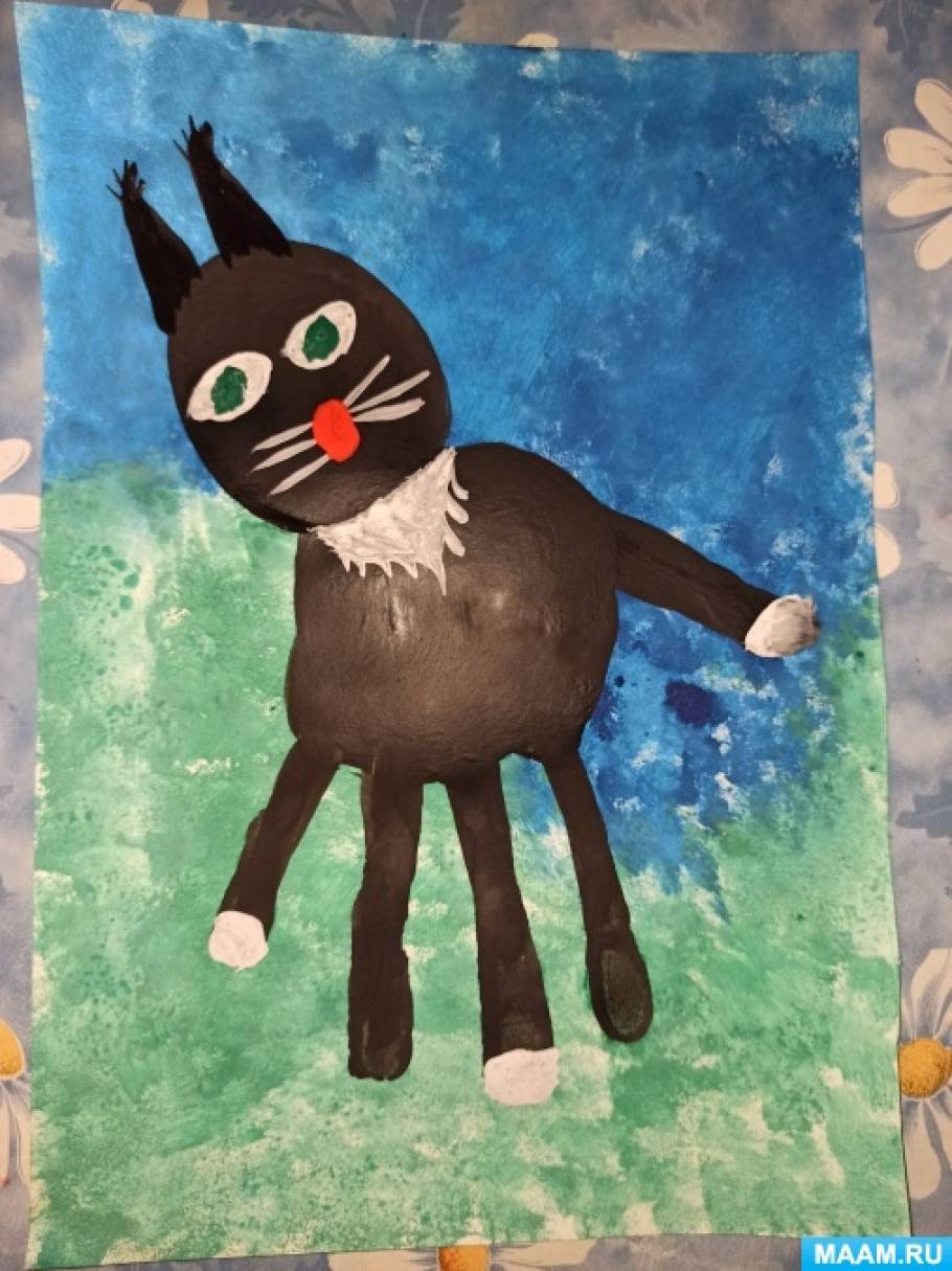 Рисуем ладошками кошка и другие животные