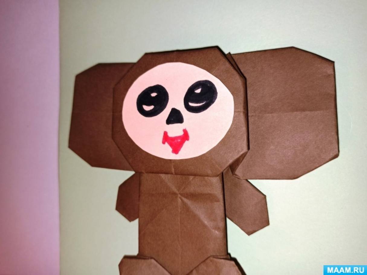 Оригами чебурашка из бумаги схема