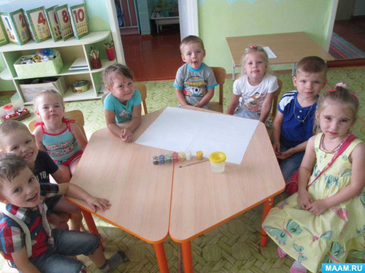 Фотоотчет «Коллективное рисование в младшей группе «Наше лето»