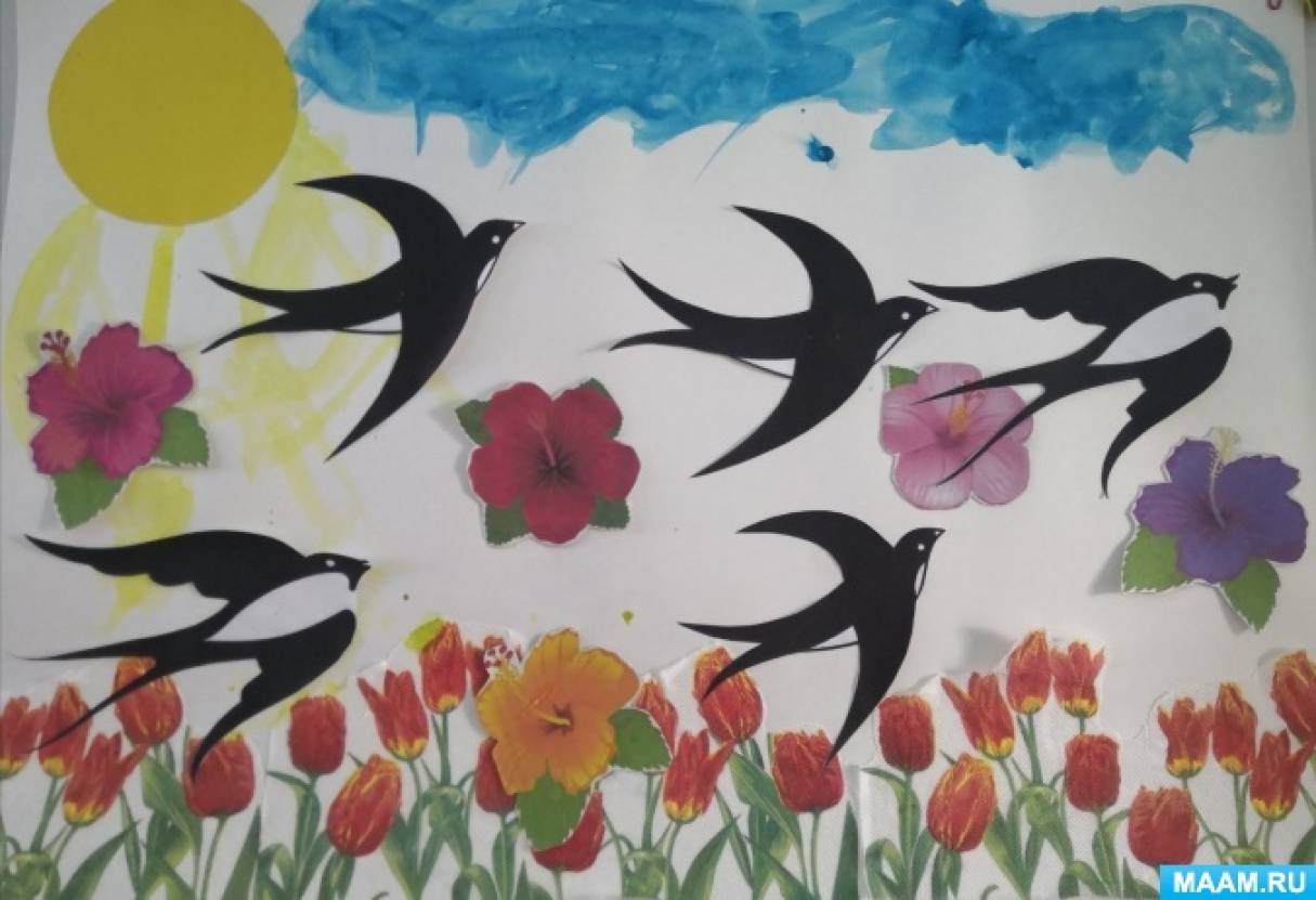 Конспект НОД по обучению детей дошкольного возраста с ОВЗ созданию коллажа к Дню птиц «С весною птицы к нам летят»