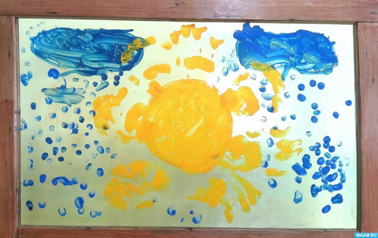 Конспект занятия по рисованию на прозрачном мольберте для детей с ОВЗ «Солнышко и дождик»