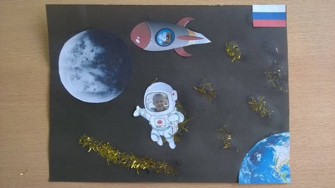 Поделки день космонавтики в детском саду старшая. Поделка ко Дню космонавтики. Аппликация ко Дню космонавтики.