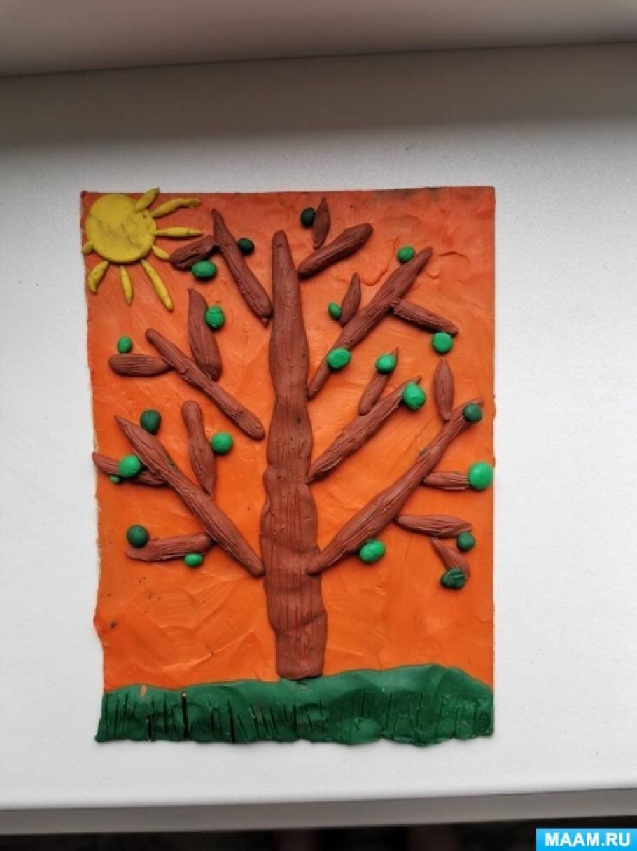 Пластилинография «Весеннее дерево» для дошкольников