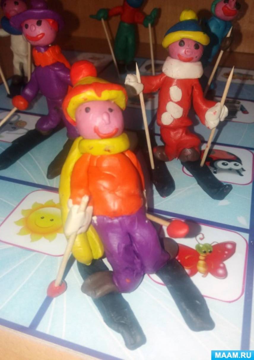 лепка лыжник в средней группе