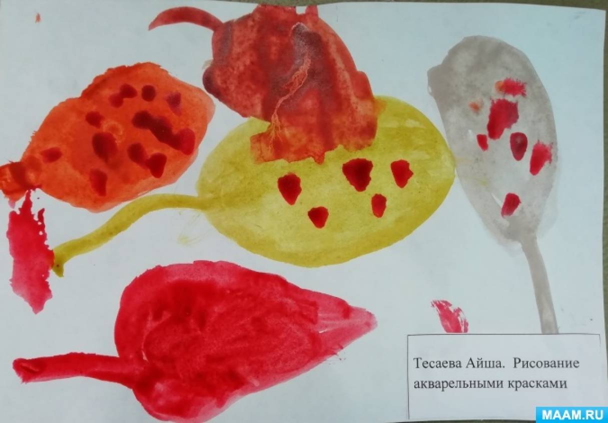НОД по нетрадиционной технике рисования (отпечаток листьев на бумаге) в разновозрастной старшей группе «Осенние листья«