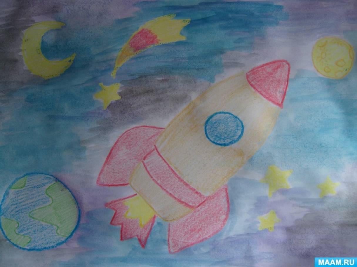 День космонавтики занятие для детей. Рисование космос в подготовительной группе. Рисование для детей космос в подготовительной группе. Рисование в старшей группе на тему космос. Рисование космос в старшей группе.
