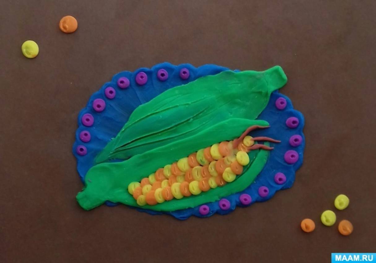 Мастер-класс по налепу из пластилина «Натюрморт с початками кукурузы» к Празднику кукурузы на МAAM