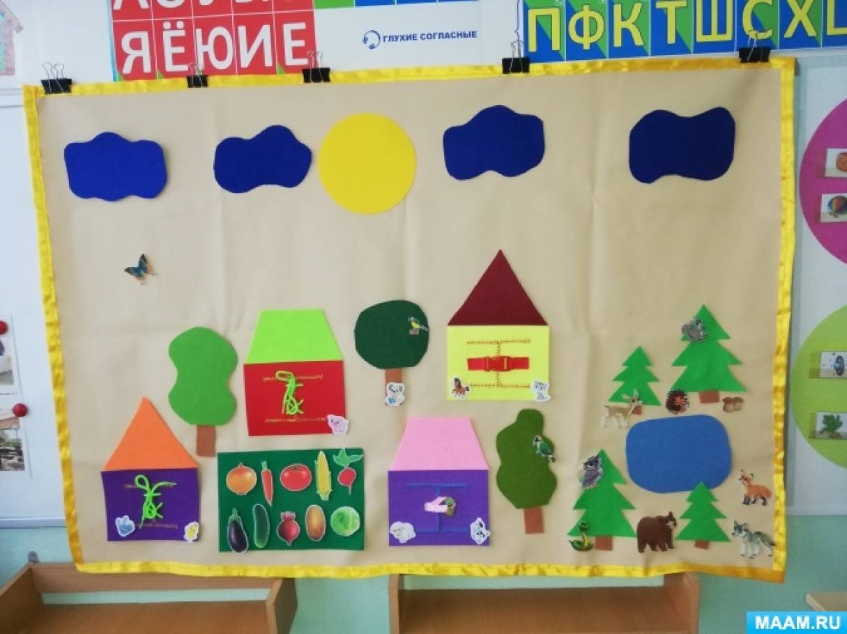 Многофункциональное панно «В деревне» в группе компенсирующей направленности для детей с ТНР Фото Многофункциональное панно «В деревне» в группе компенсирующей направленности для детей с ТНР