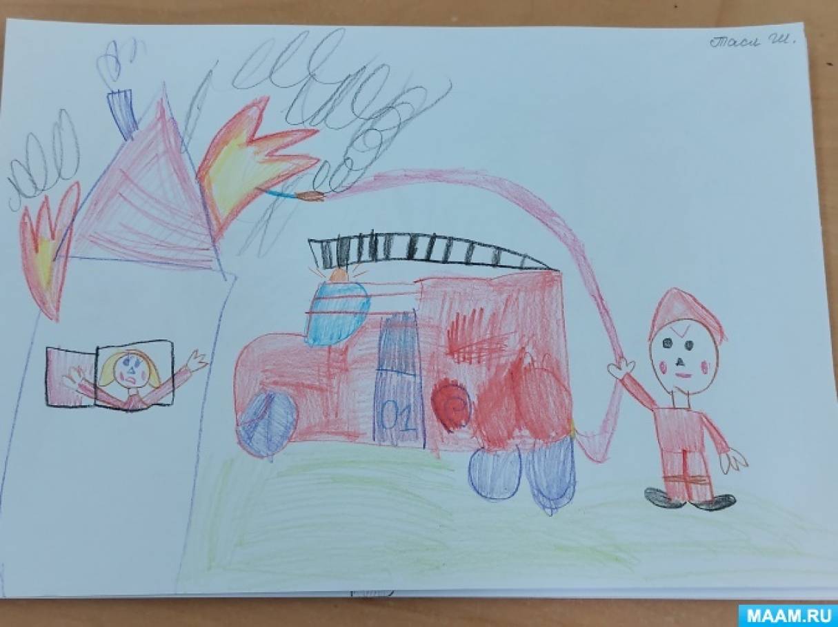 Конспект НОД по рисованию в подготовительной группе «Пожарная машина»