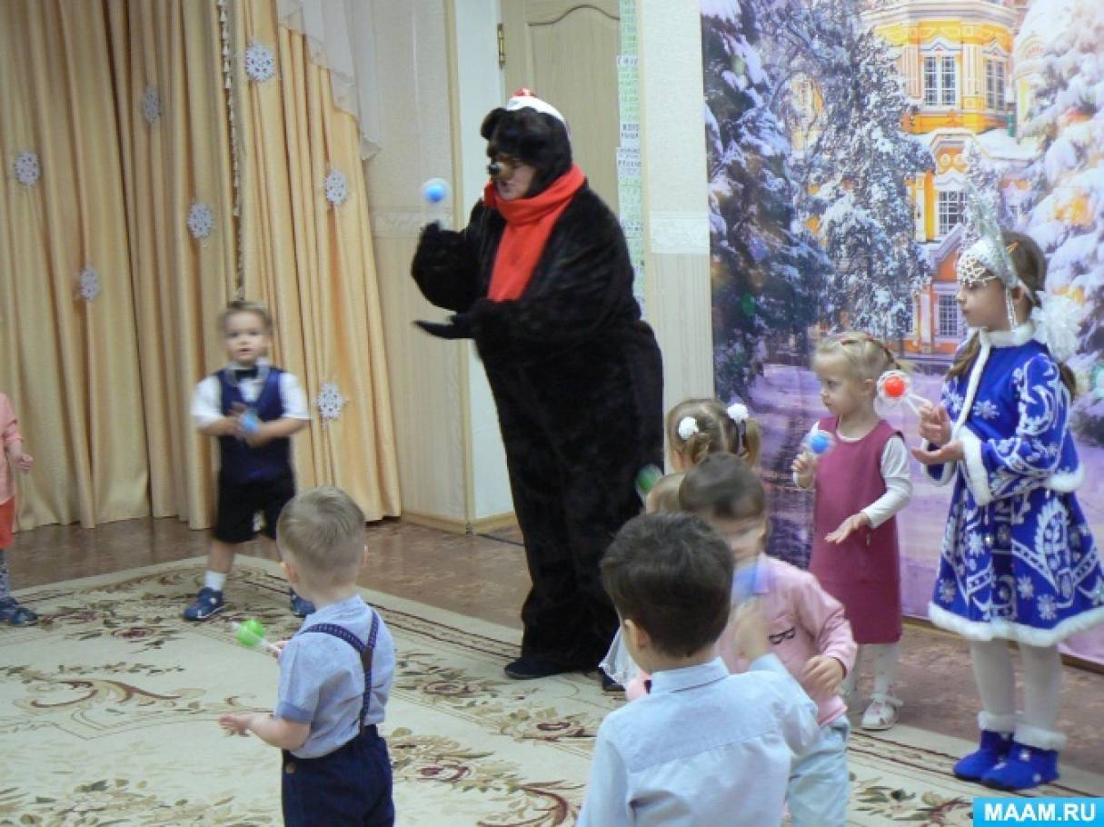 Смотреть фотографию №3 Фото №3 Под песню Новогодняя из м ф Маша и Медведь входят Маша и Медведь