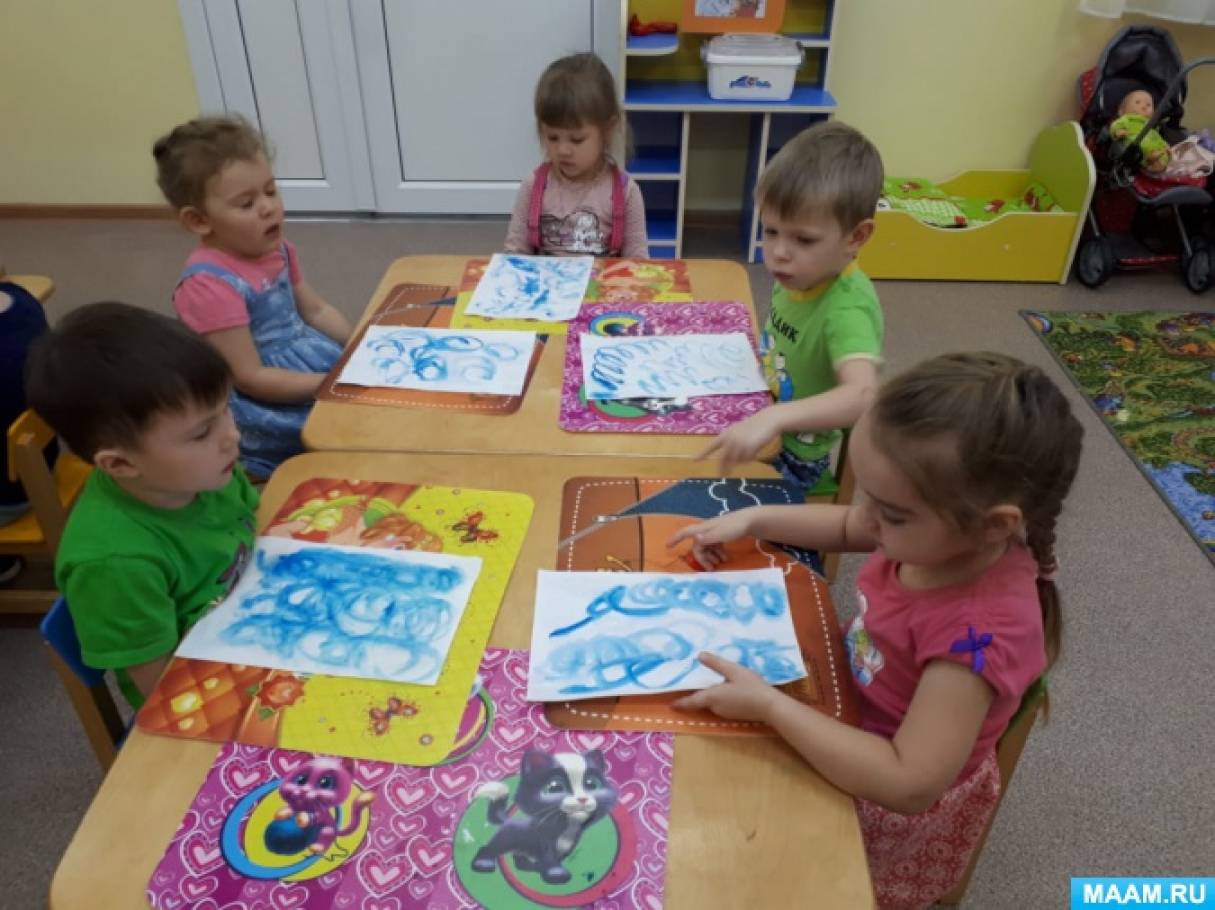 Конспект занятия по рисованию «Вьюга-завируха» для детей младшей группы ...