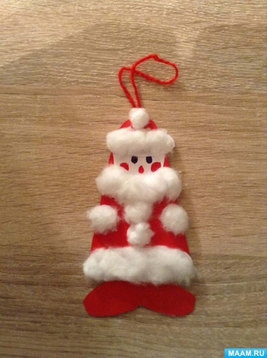 Новогодняя игрушка на елку Дед Мороз из бумаги
