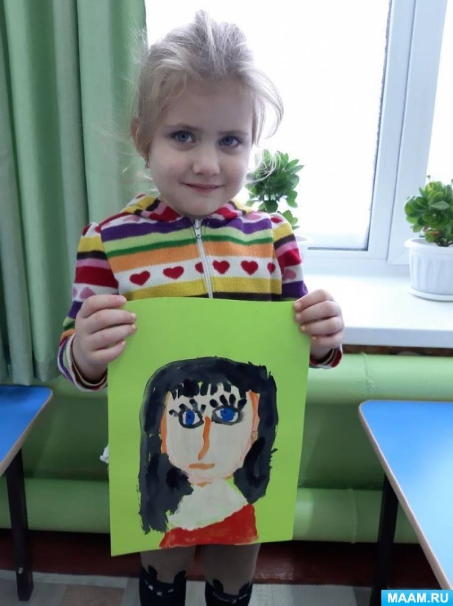 Фотоотчет о рисовании с детьми дошкольного возраста «Портрет мамы» (11 ...
