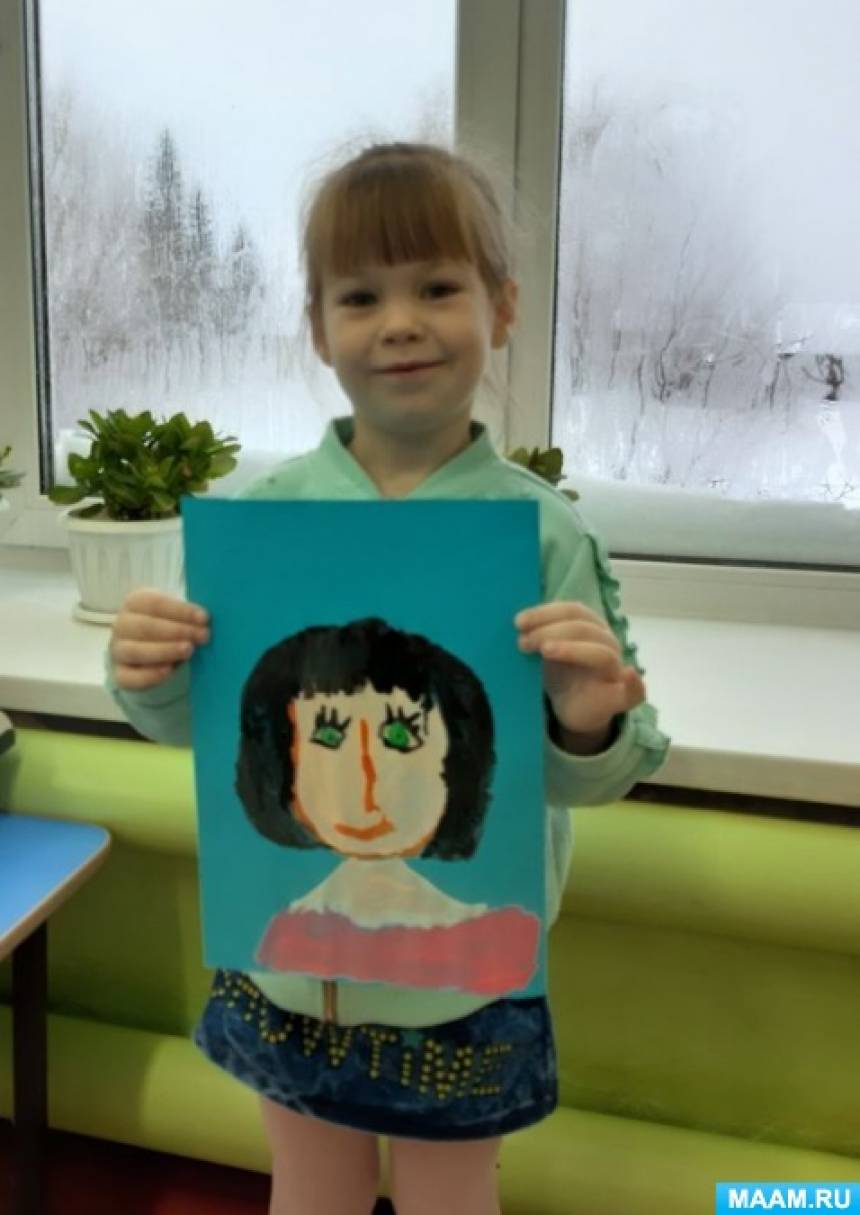 Фотоотчет о рисовании с детьми дошкольного возраста «Портрет мамы» (11 ...