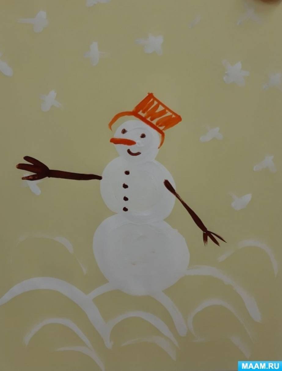 Конспект занятия по рисованию «Снеговики в шапочках» с детьми дошкольного возраста