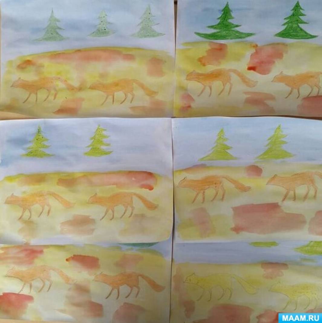 Нетрадиционное рисование акварелью и цветными восковыми