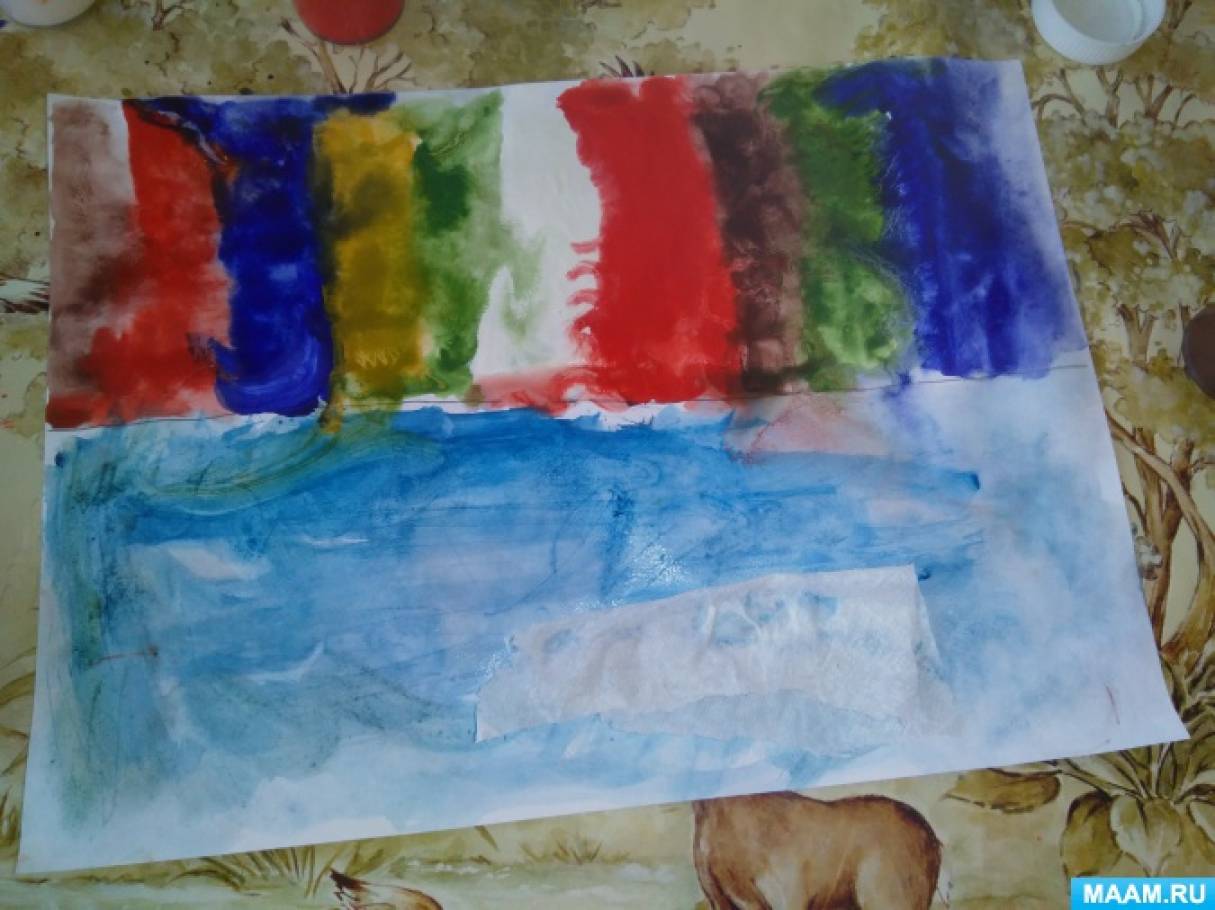 северное сияние нетрадиционная техника рисования