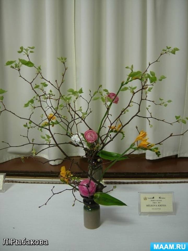 Композиции из сухих цветов и икэбана - 75 фото