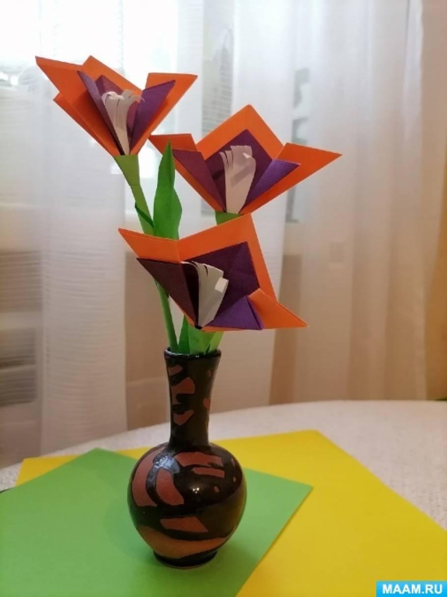 3 схемы цветок оригами, Ирис