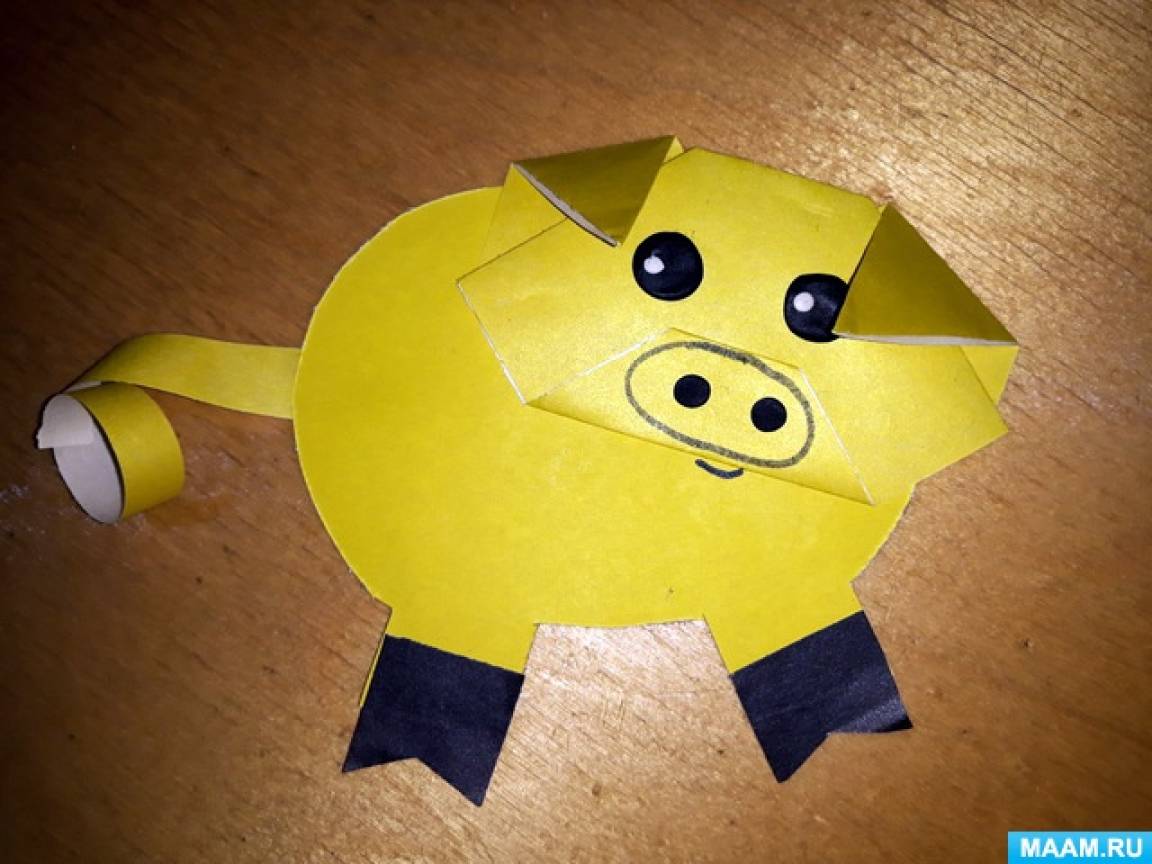 Поросёнок Оригами из листа бумаги. Подробный видео урок для детей. ★☆☆☆☆