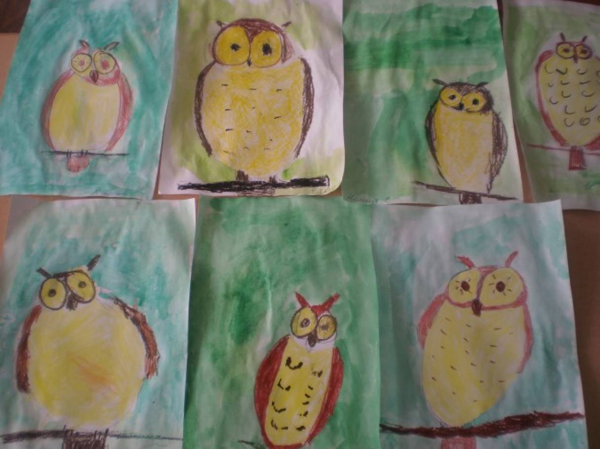 Рисуем сову с детьми 4 5 лет, как нарисовать поэтапно очки?