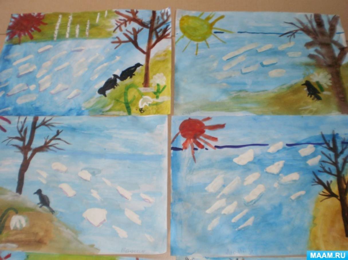 Конспект занятия путешествие в весенний лес. Рисование на тему весенне утро в подготовительной группе. Рисование Весеннее небо старшая группа.