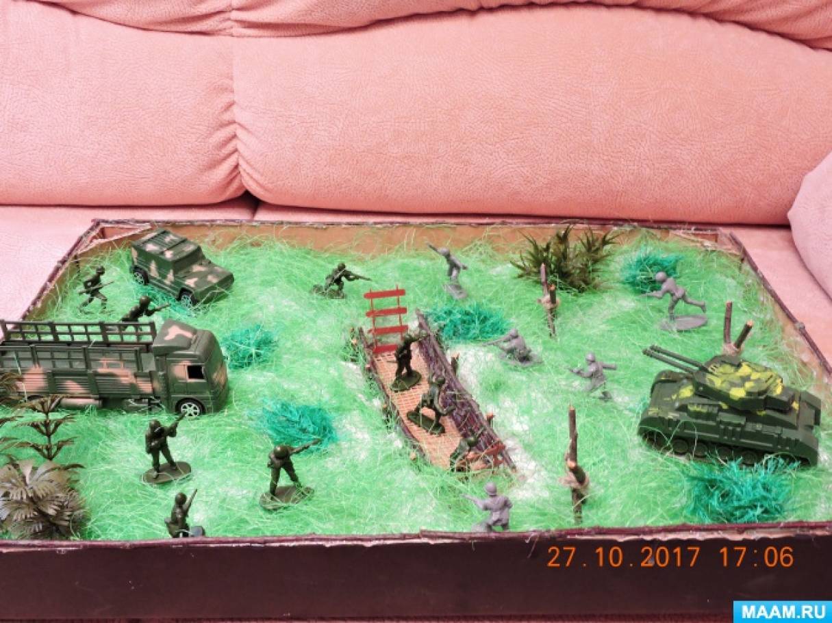 Макет «Сражение» для режиссерской игры в подготовительной школе группе Фото Макет «Сражение» для режиссерской игры в подготовительной школе группе