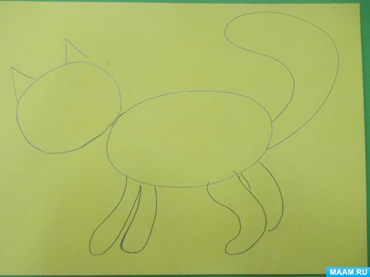 Рисование кошка в средней группе. Кошка в нетрадиционной технике рисования. Рисование для детей 3-4 кошка нетрадиционной. Как нарисовать кошку.