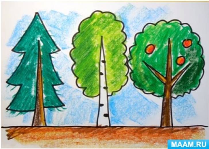 Учимся рисовать деревья (для детей подготовительной группы)