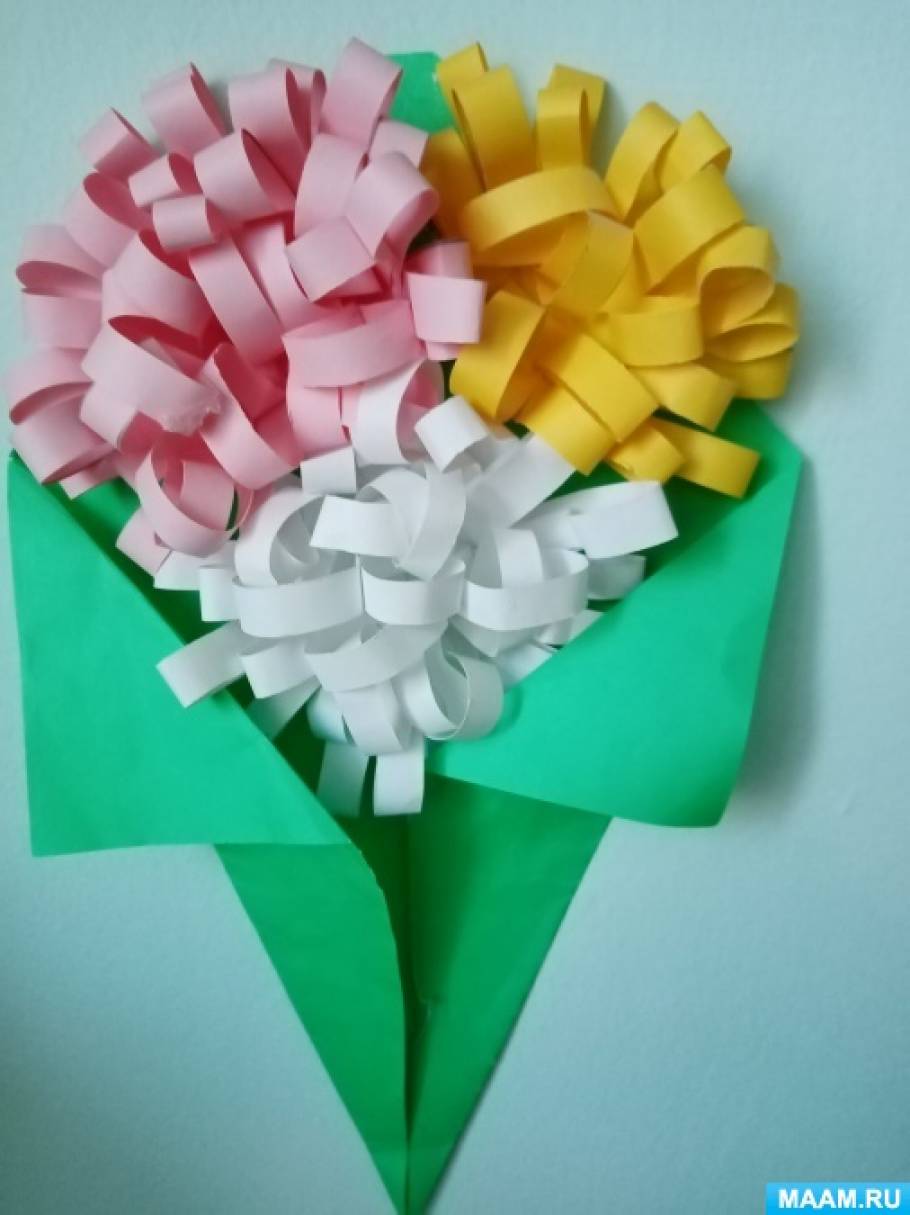 Детский мастер-класс по аппликации «Подарок для мамы «Букет хризантем»