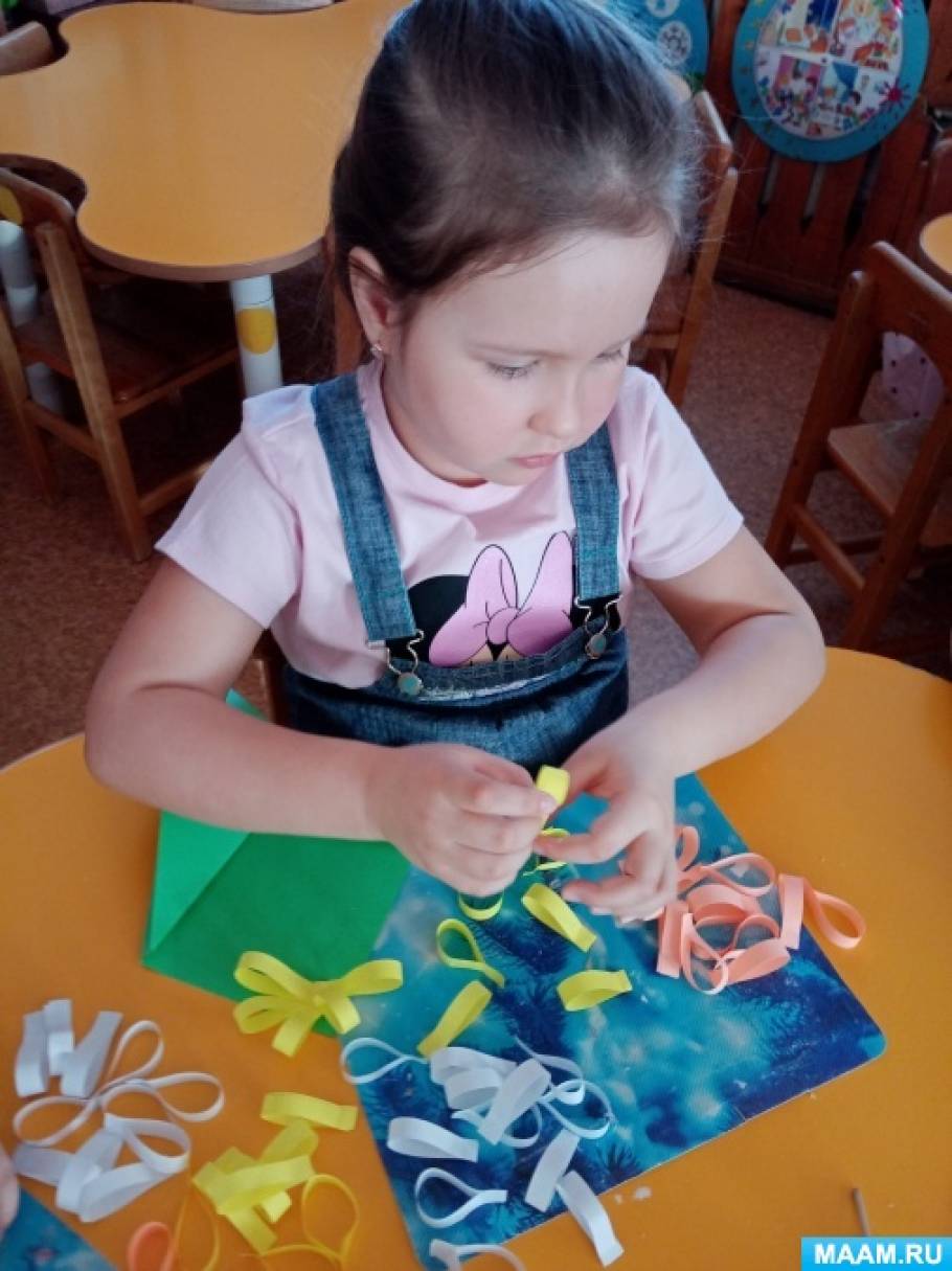 Конспект НОД по аппликации в средней группе «Вырезывание и наклеивание красивого цветка в подарок маме и бабушке». Воспитателям детских садов, школьным учителям и педагогам - Маам.ру
