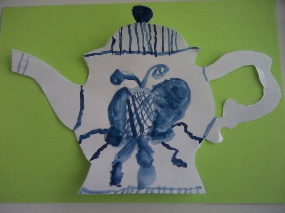 Лепка чайник Гжель