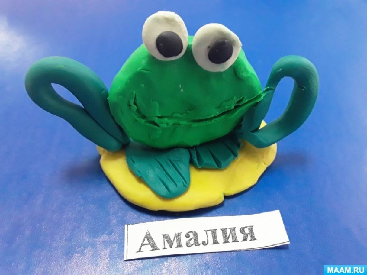 Лягушка из пластилина для детей