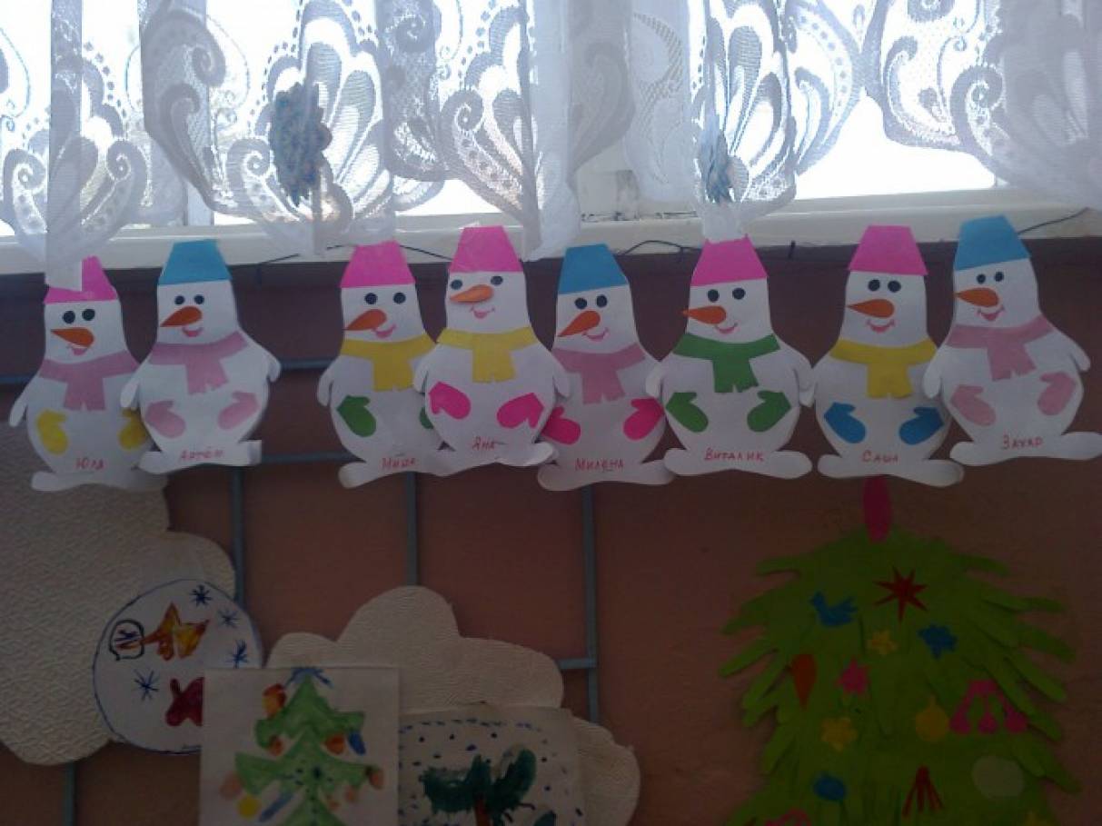 Новогодние гирлянды из бумаги своими руками. Снеговики и пингвины. Мастер-класс с пошаговыми фото